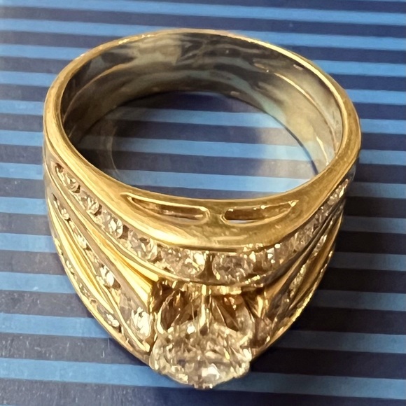 Vintage ladies wedding set, stamped 14k yellow gold, 1.20 carats. - Picture 6 of 9